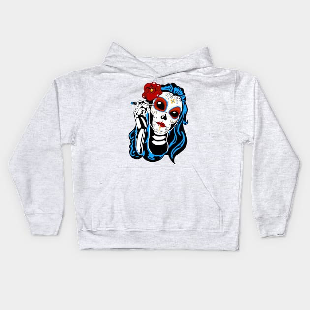 Sugar Skull FEMINIME Kids Hoodie by Mako Design 